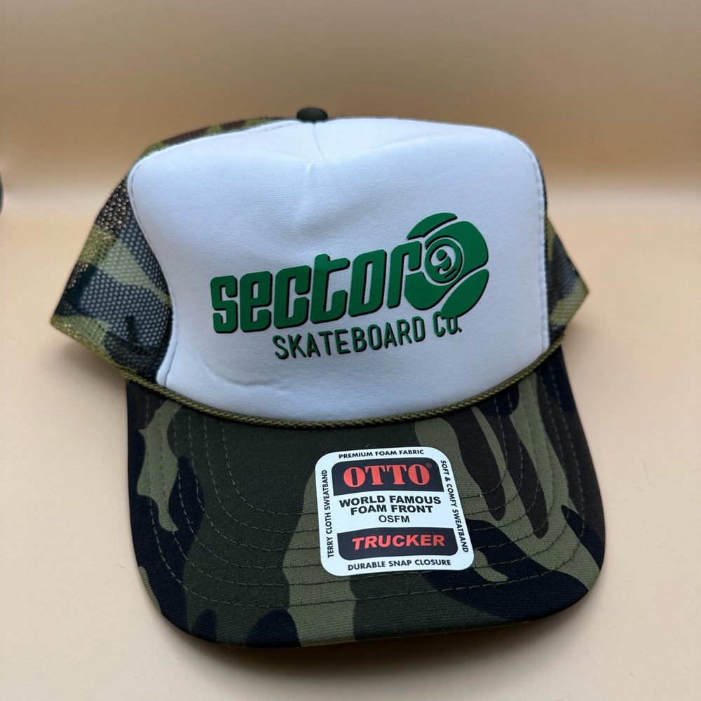 🛹 Sector 9 Skateboard Co Trucker Hat Camo Mesh Snapback | OTTO‎ Foam Front